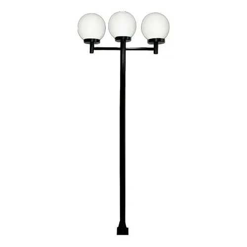 POSTE DE ALUMINIO C/ 3 GLOBOS DE VIDRO